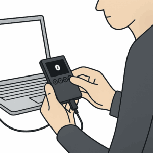 Person richtet eine OneKey Classic 1S Hardware-Wallet ein
